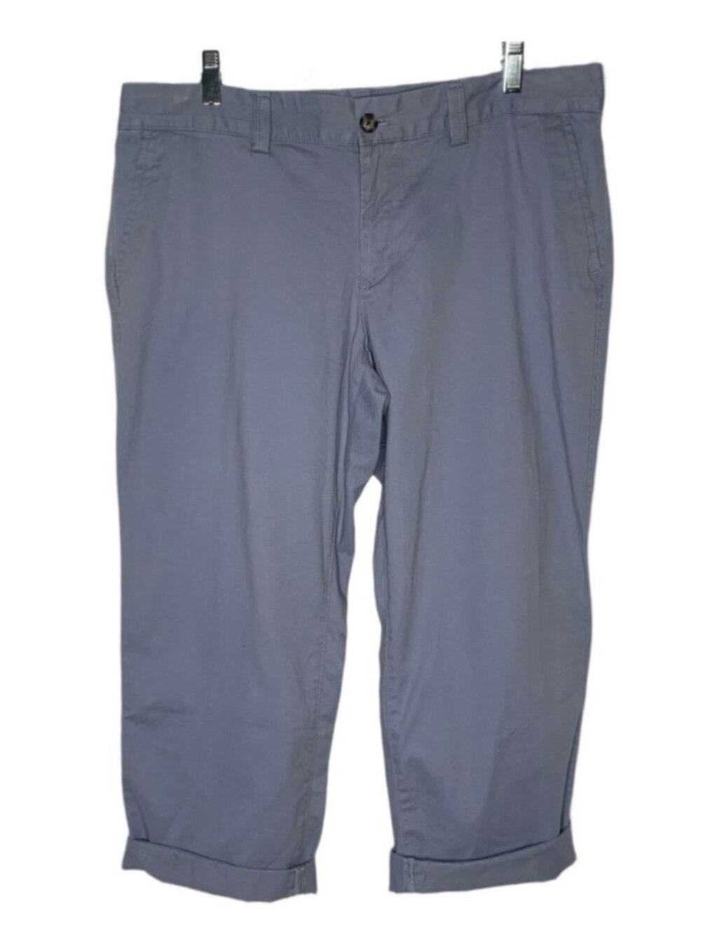 EDDIE BAUER “Baltic” Blue Mid-Rise Crop-Length Chino Pants NWT Size 14